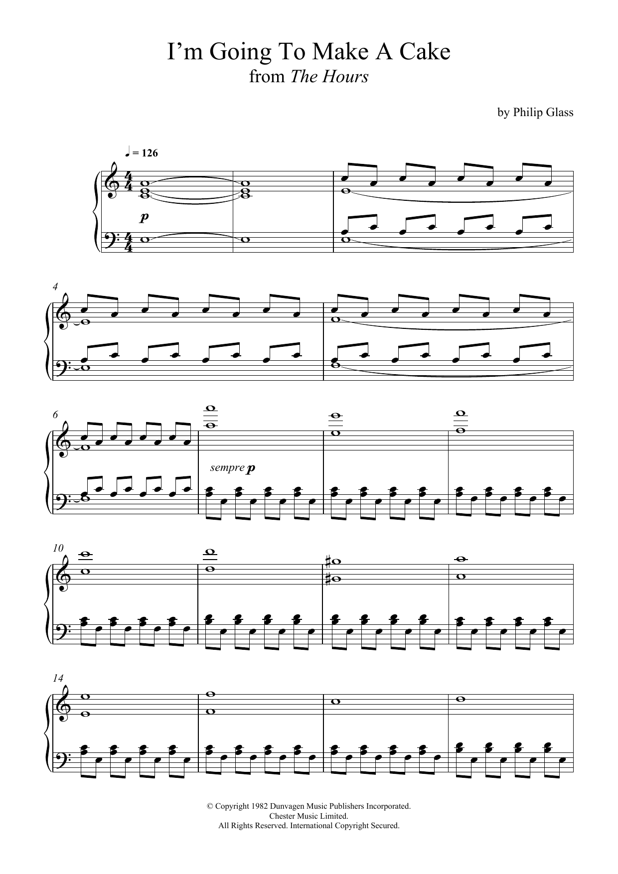Download Philip Glass I'm Going To Make A Cake (from 'The Hou Sheet Music