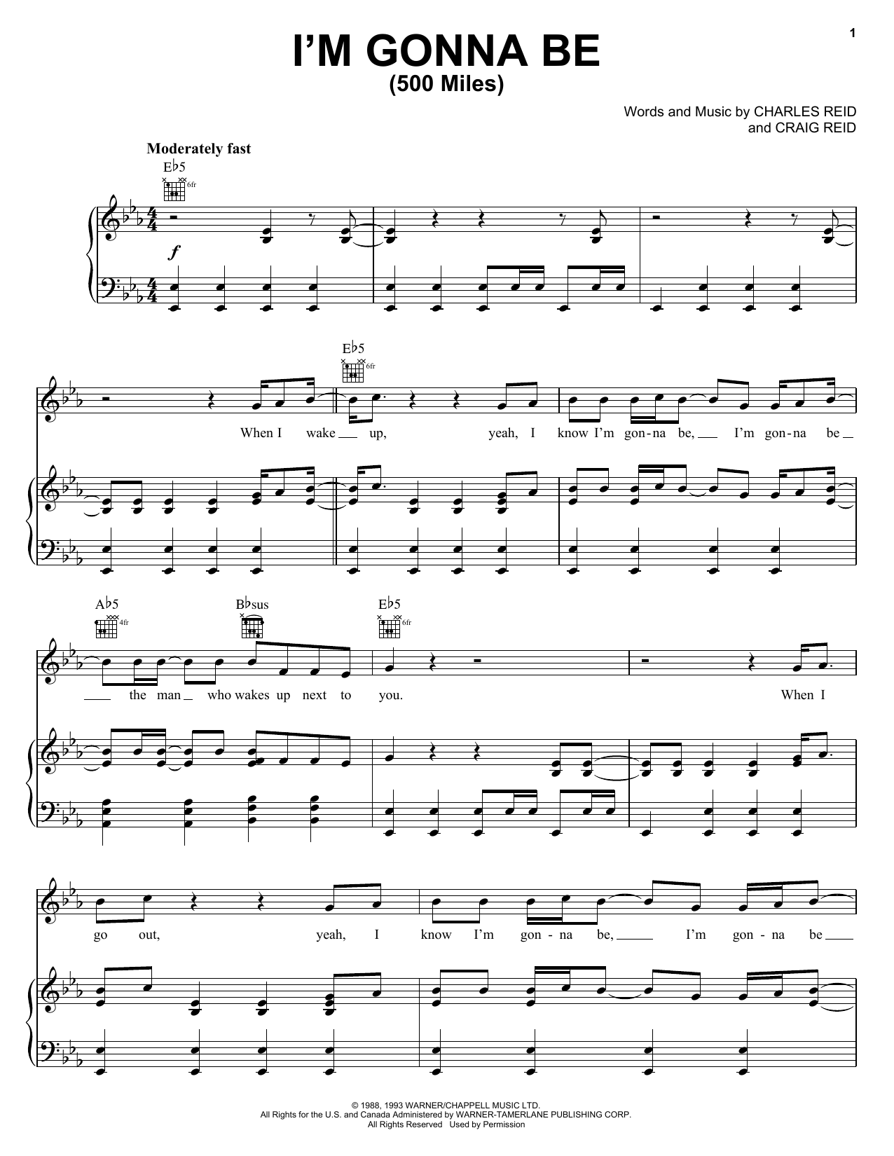 Download Steven Curtis Chapman I'm Gonna Be (500 Miles) Sheet Music