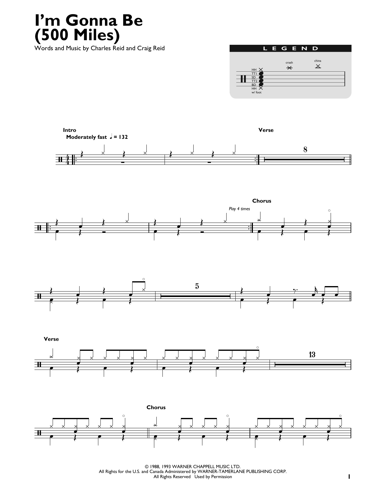 Download The Proclaimers I'm Gonna Be (500 Miles) Sheet Music