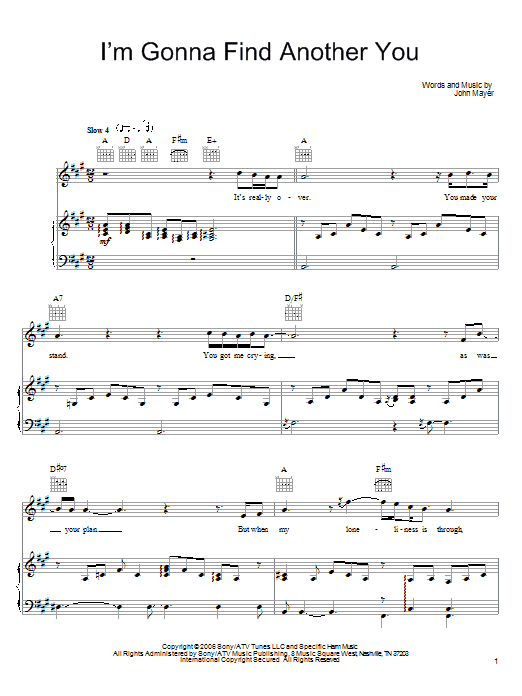Download John Mayer I'm Gonna Find Another You Sheet Music