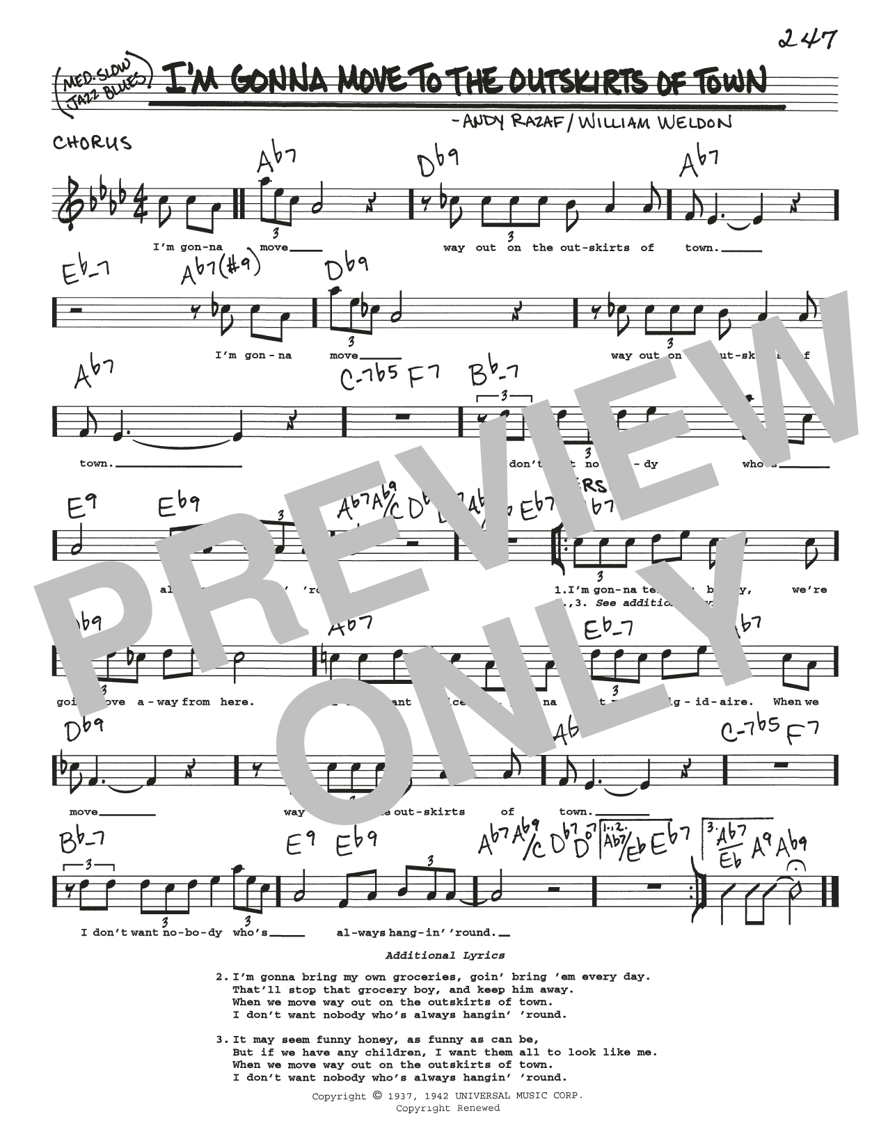 Download Andy Razaf I'm Gonna Move To The Outskirts Of Town Sheet Music