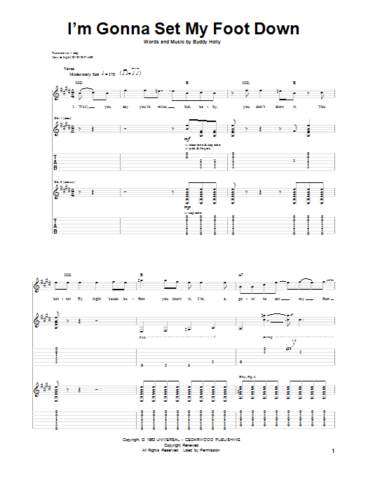 Download Buddy Holly I'm Gonna Set My Foot Down Sheet Music