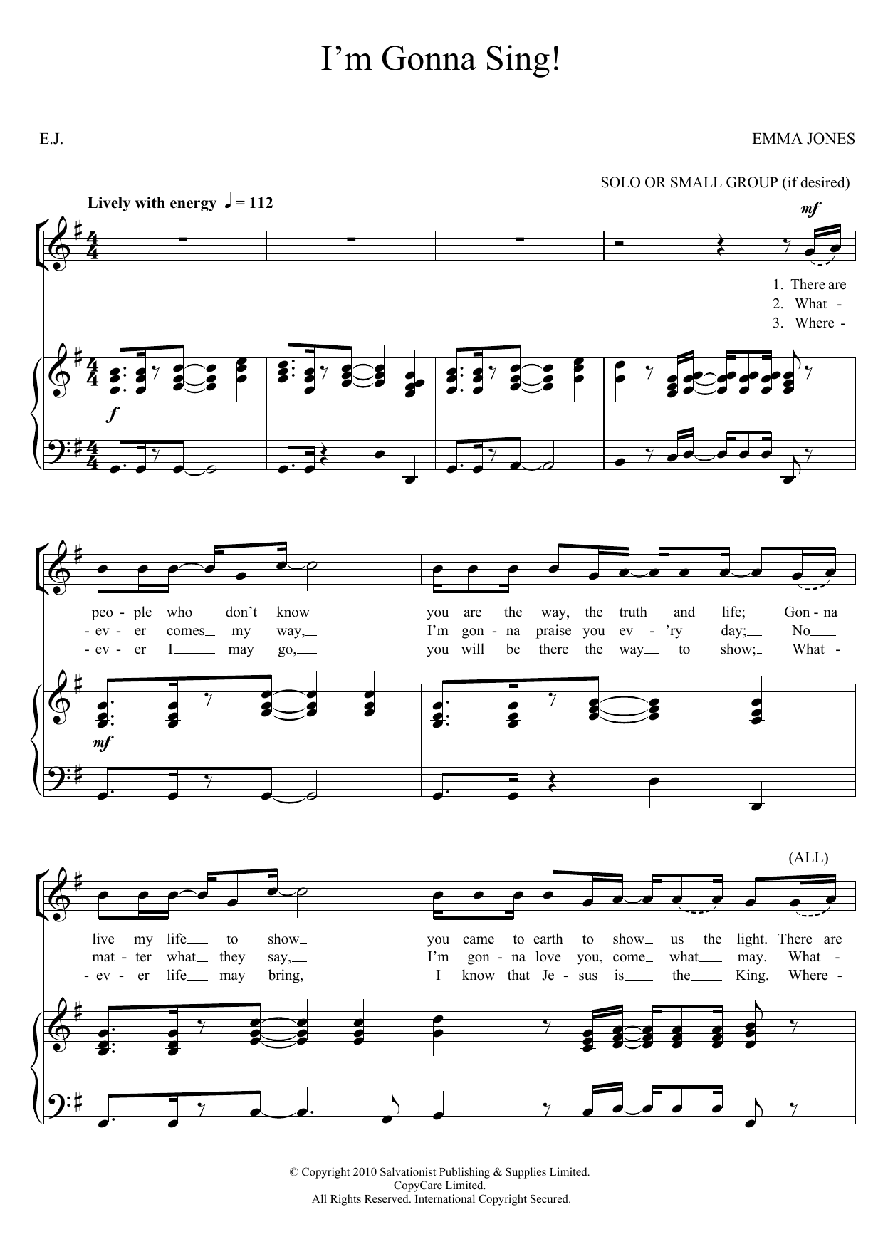 Download The Salvation Army I'm Gonna Sing Sheet Music