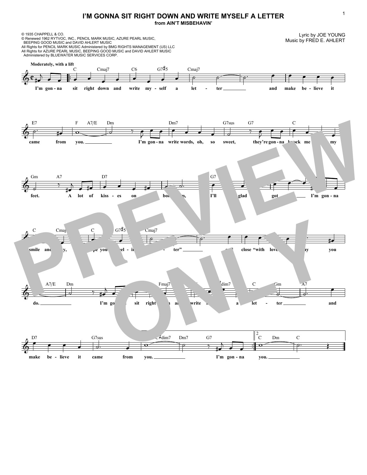 Download Fred E. Ahlert I'm Gonna Sit Right Down And Write Myse Sheet Music