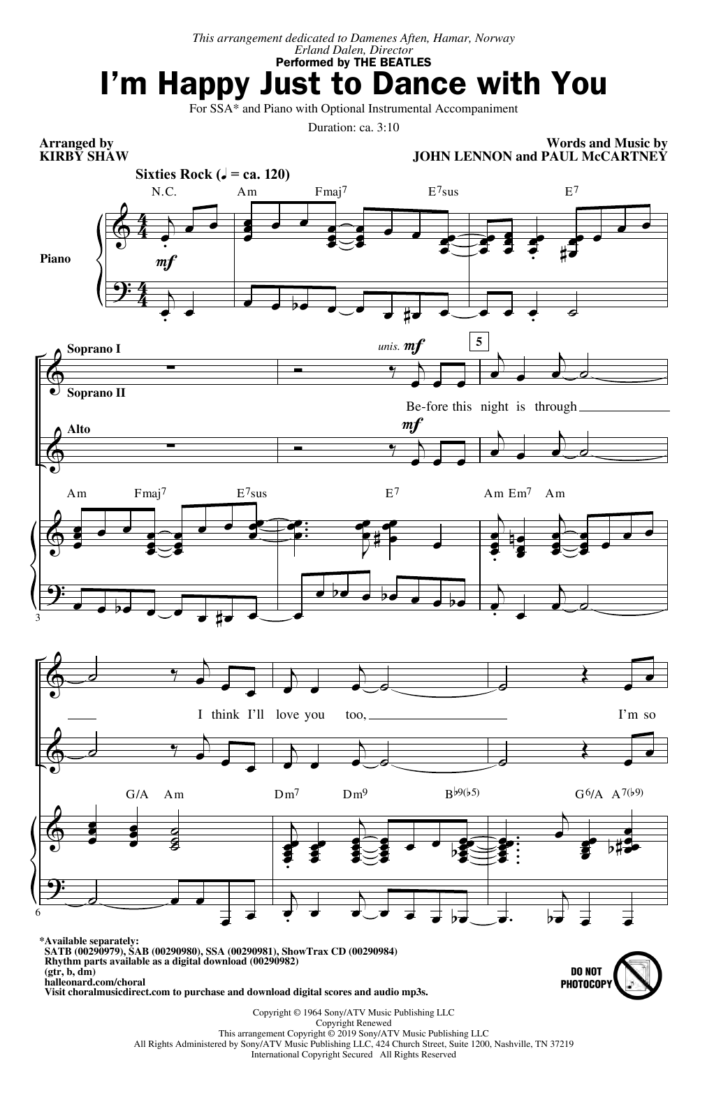 Download The Beatles I'm Happy Just To Dance With You (arr. Sheet Music