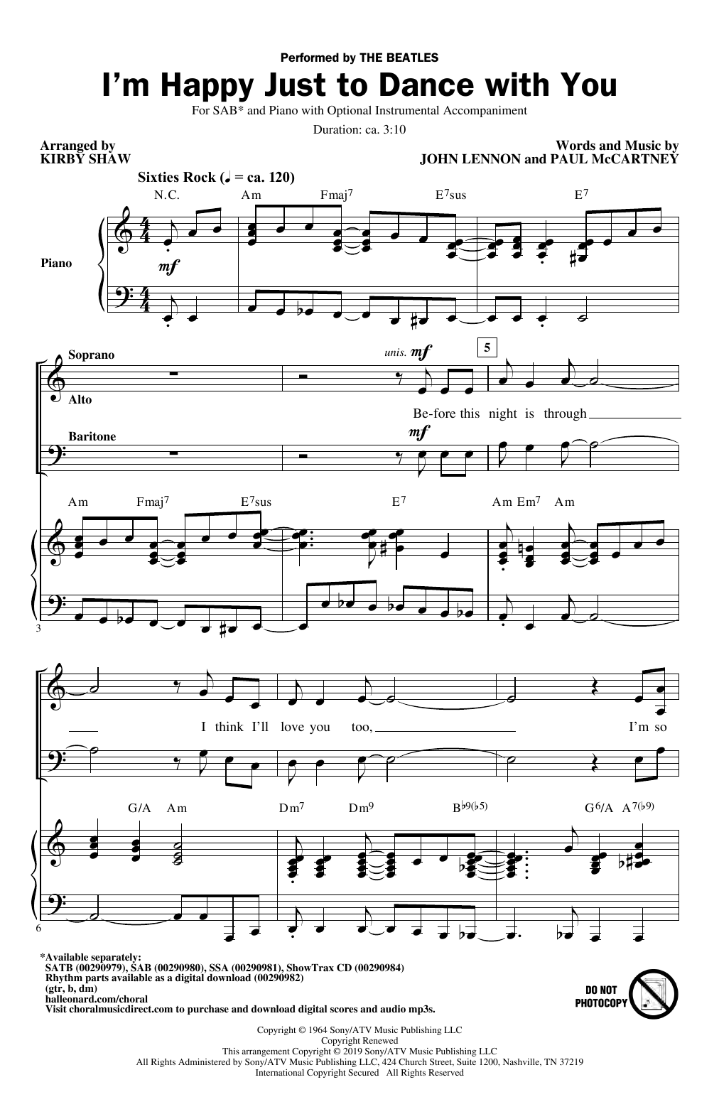 Download The Beatles I'm Happy Just To Dance With You (arr. Sheet Music