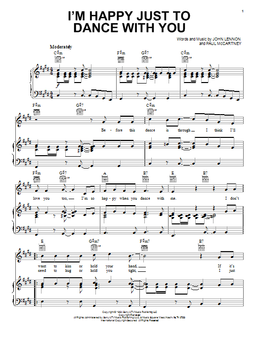Download The Beatles I'm Happy Just To Dance With You Sheet Music