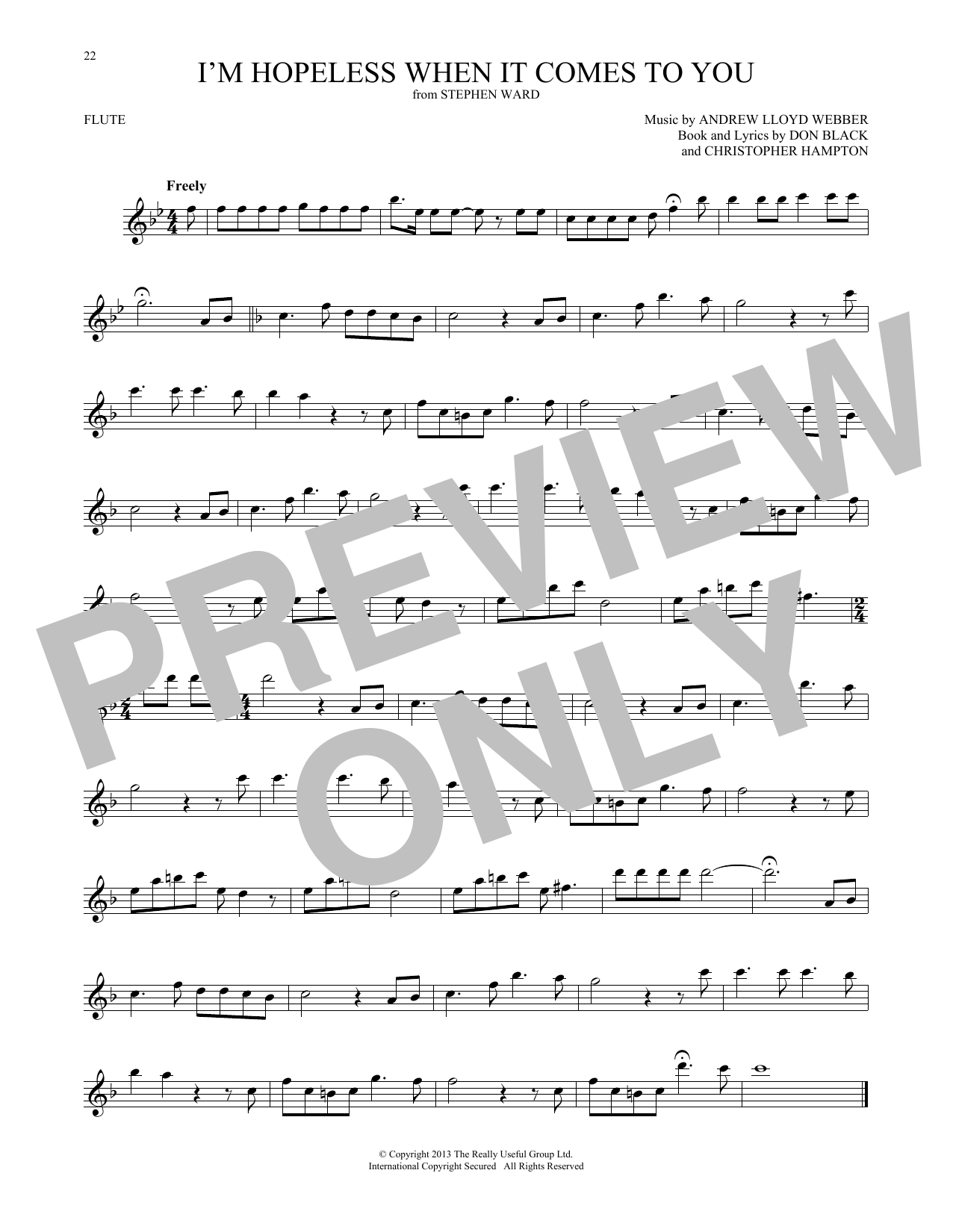 Download Andrew Lloyd Webber I'm Hopeless When It Comes To You (from Sheet Music