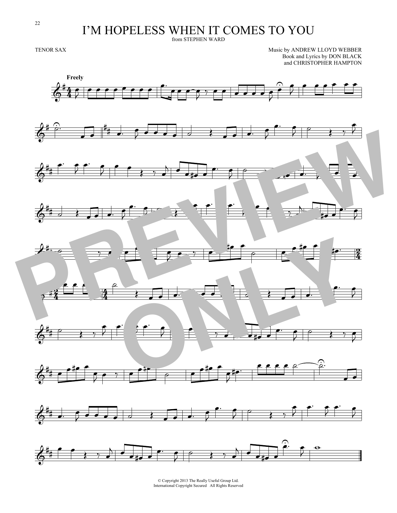 Download Andrew Lloyd Webber I'm Hopeless When It Comes To You (from Sheet Music