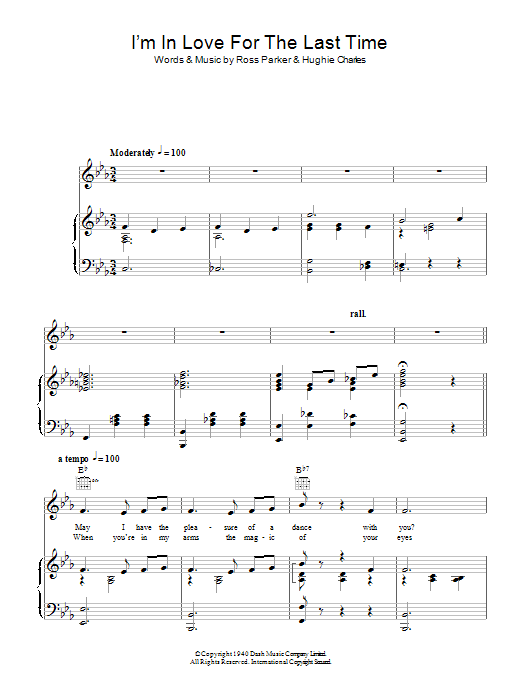 Download Ross Parker I'm In Love For The Last Time Sheet Music