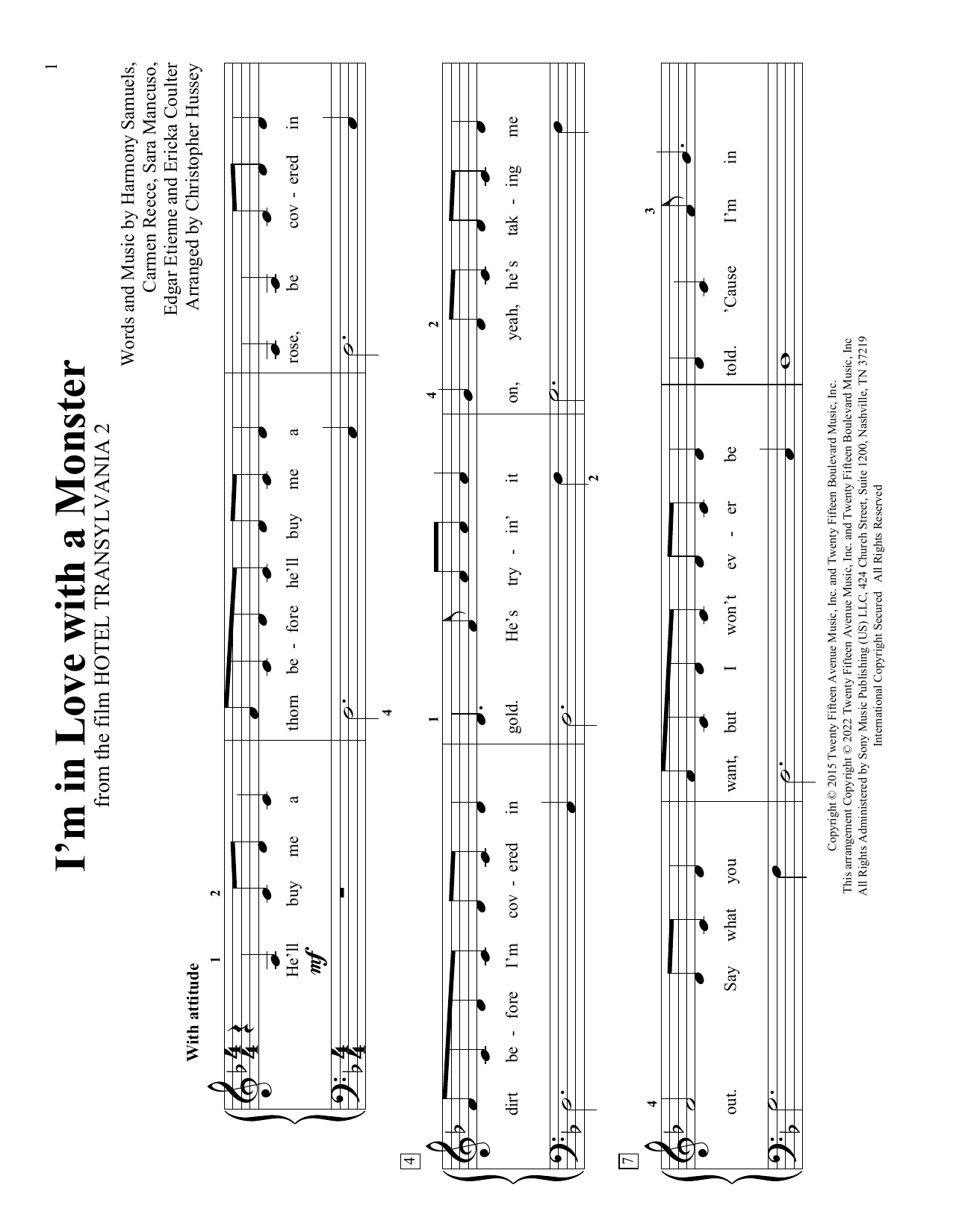 Download Carmen Reece I'm In Love With A Monster (arr. Christ Sheet Music