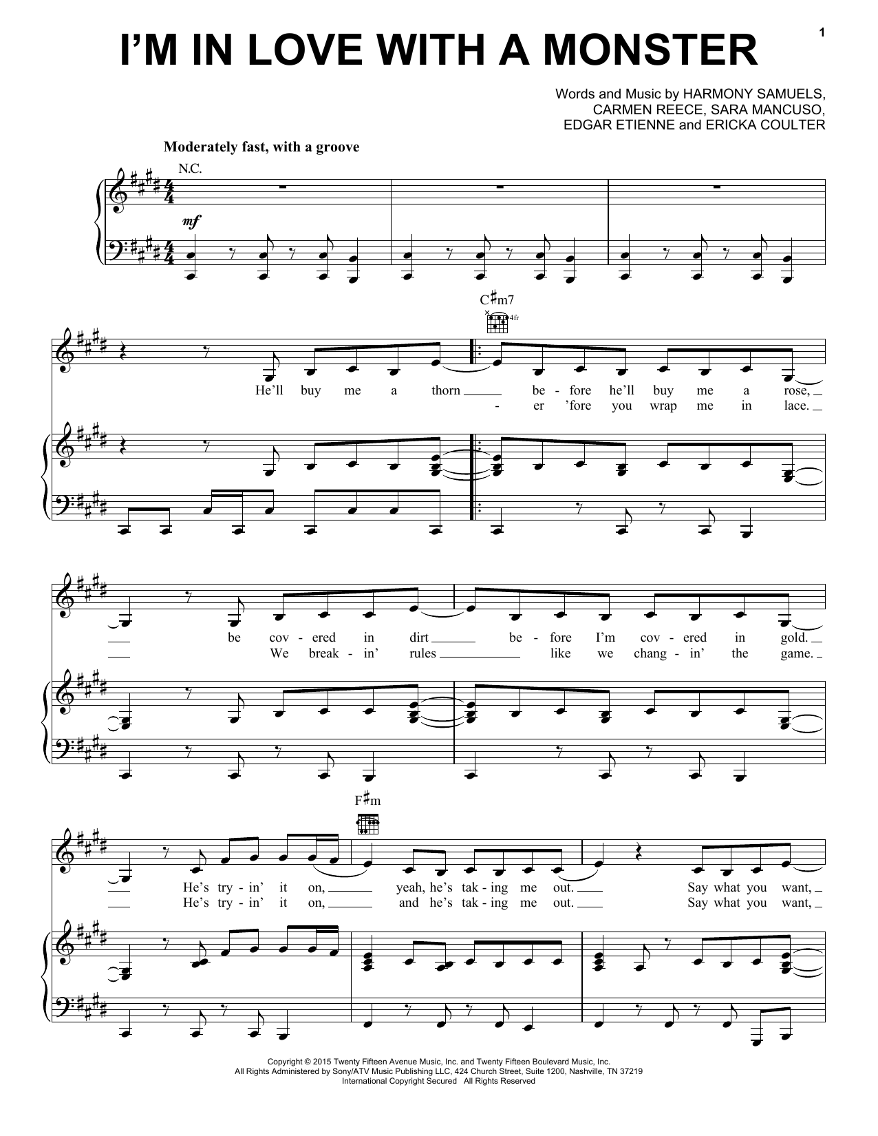 Download Fifth Harmony I'm In Love With A Monster Sheet Music