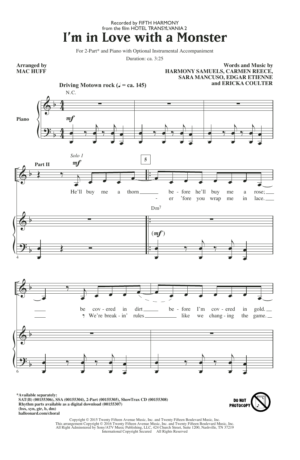 Download Fifth Harmony I'm In Love With A Monster (arr. Mac Hu Sheet Music