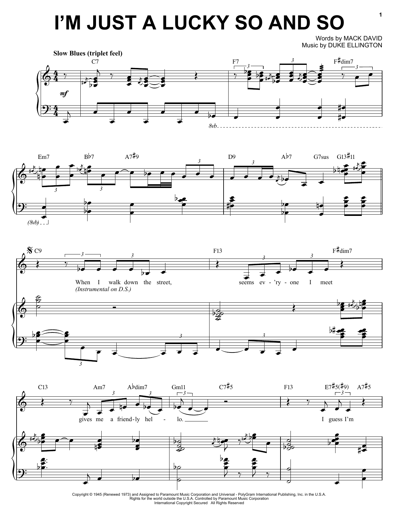 Download Diana Krall I'm Just A Lucky So And So Sheet Music