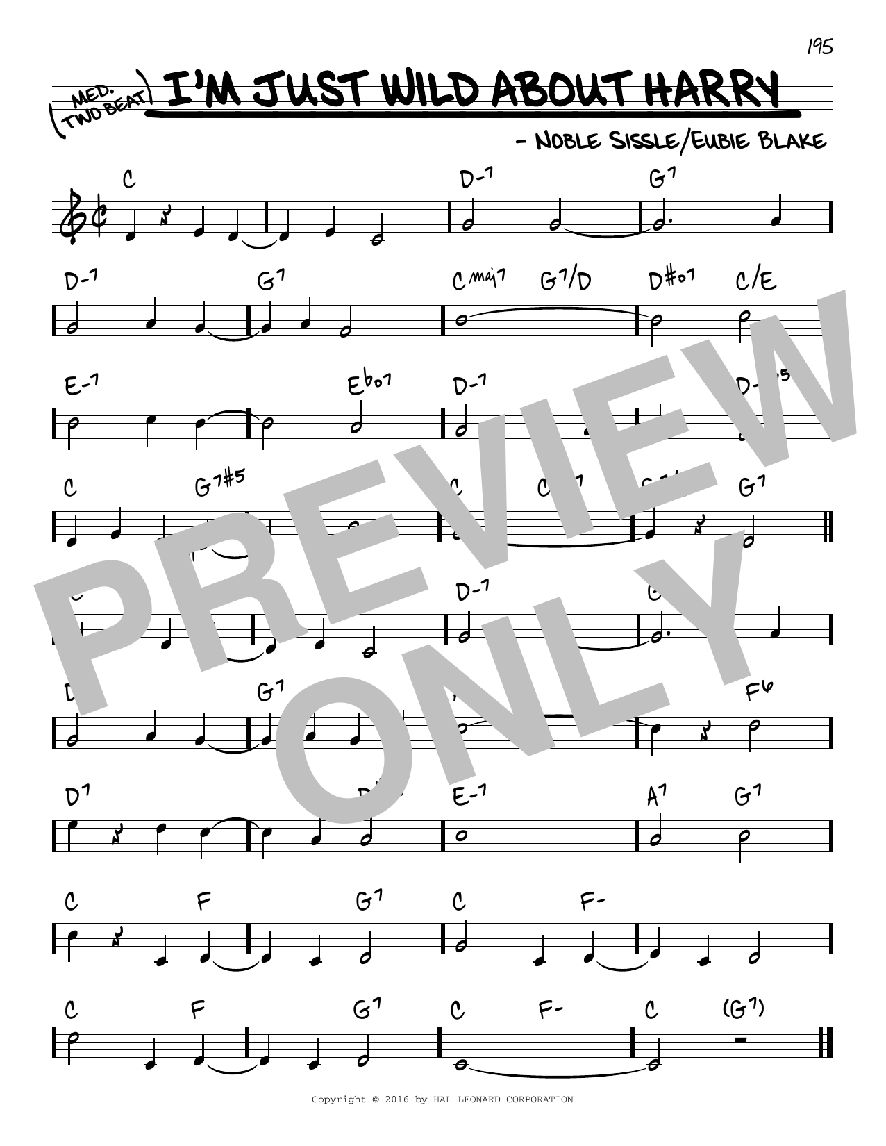Download Noble Sissle I'm Just Wild About Harry Sheet Music