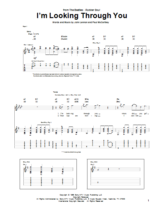 Download The Beatles I'm Looking Through You Sheet Music