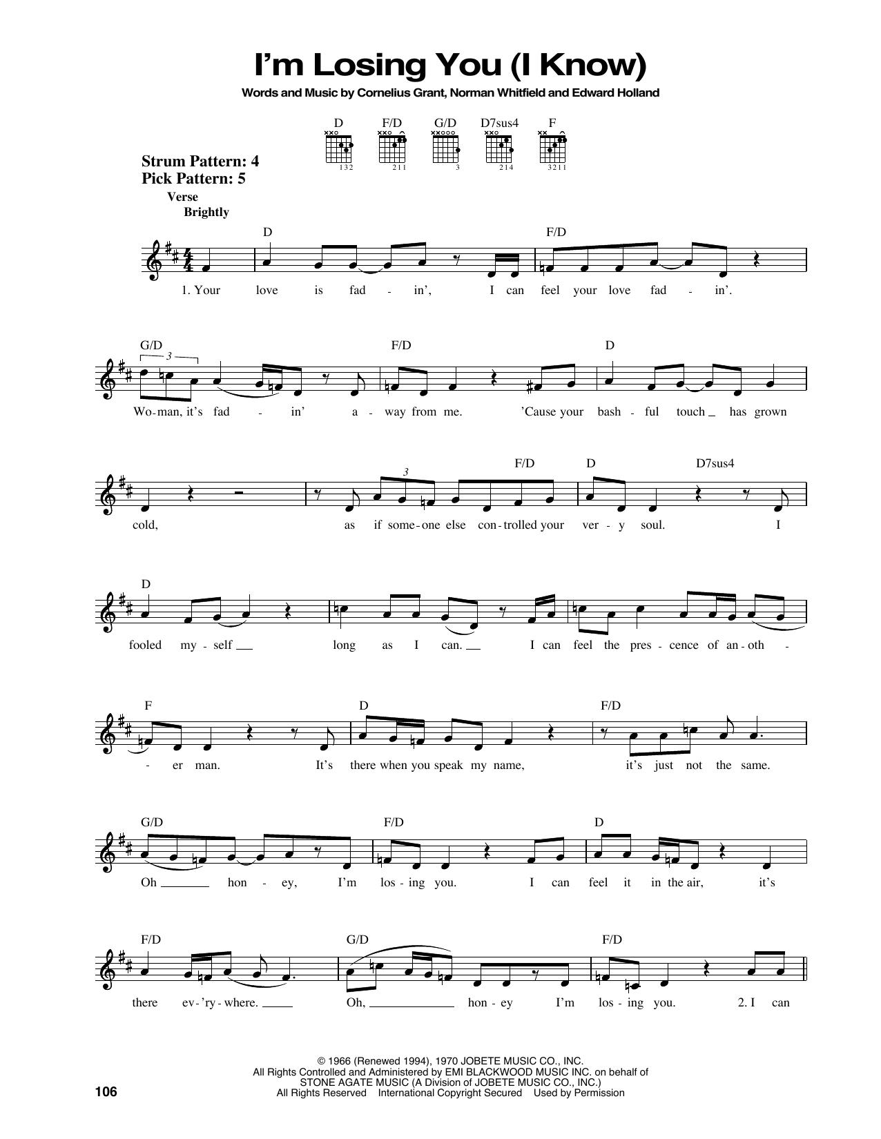 Download The Temptations I'm Losing You (I Know) Sheet Music