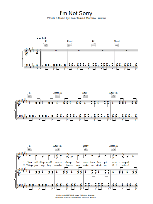 Download The Pigeon Detectives I'm Not Sorry Sheet Music