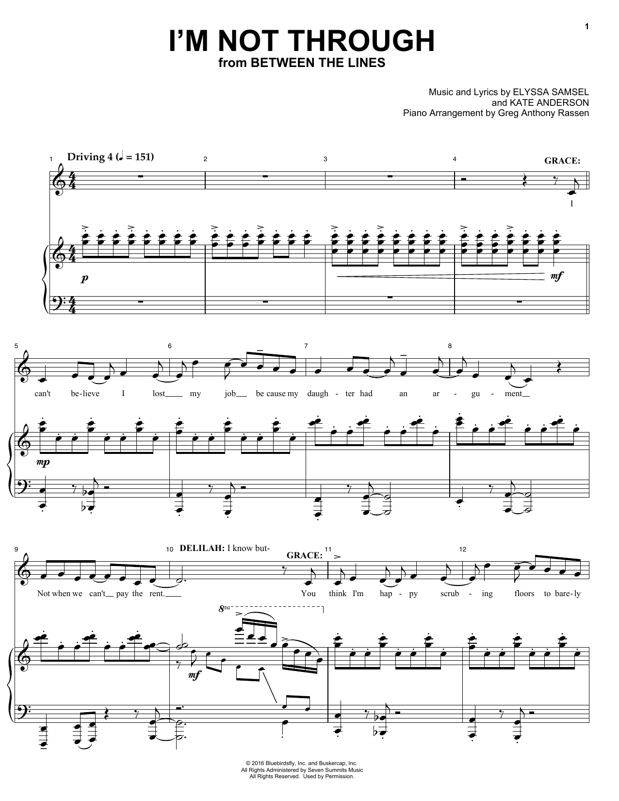 Download Elyssa Samsel & Kate Anderson I'm Not Through (from Between The Lines Sheet Music