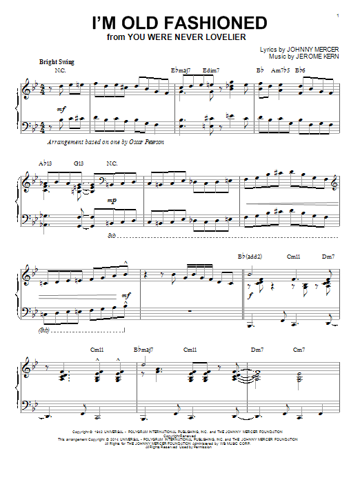 Download Johnny Mercer I'm Old Fashioned [Jazz version] (arr. Sheet Music