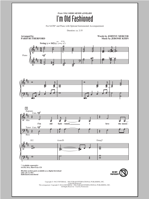 Download Jerome Kern I'm Old Fashioned (arr. Paris Rutherfor Sheet Music