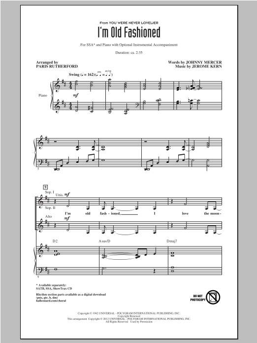 Download Jerome Kern I'm Old Fashioned (arr. Paris Rutherfor Sheet Music
