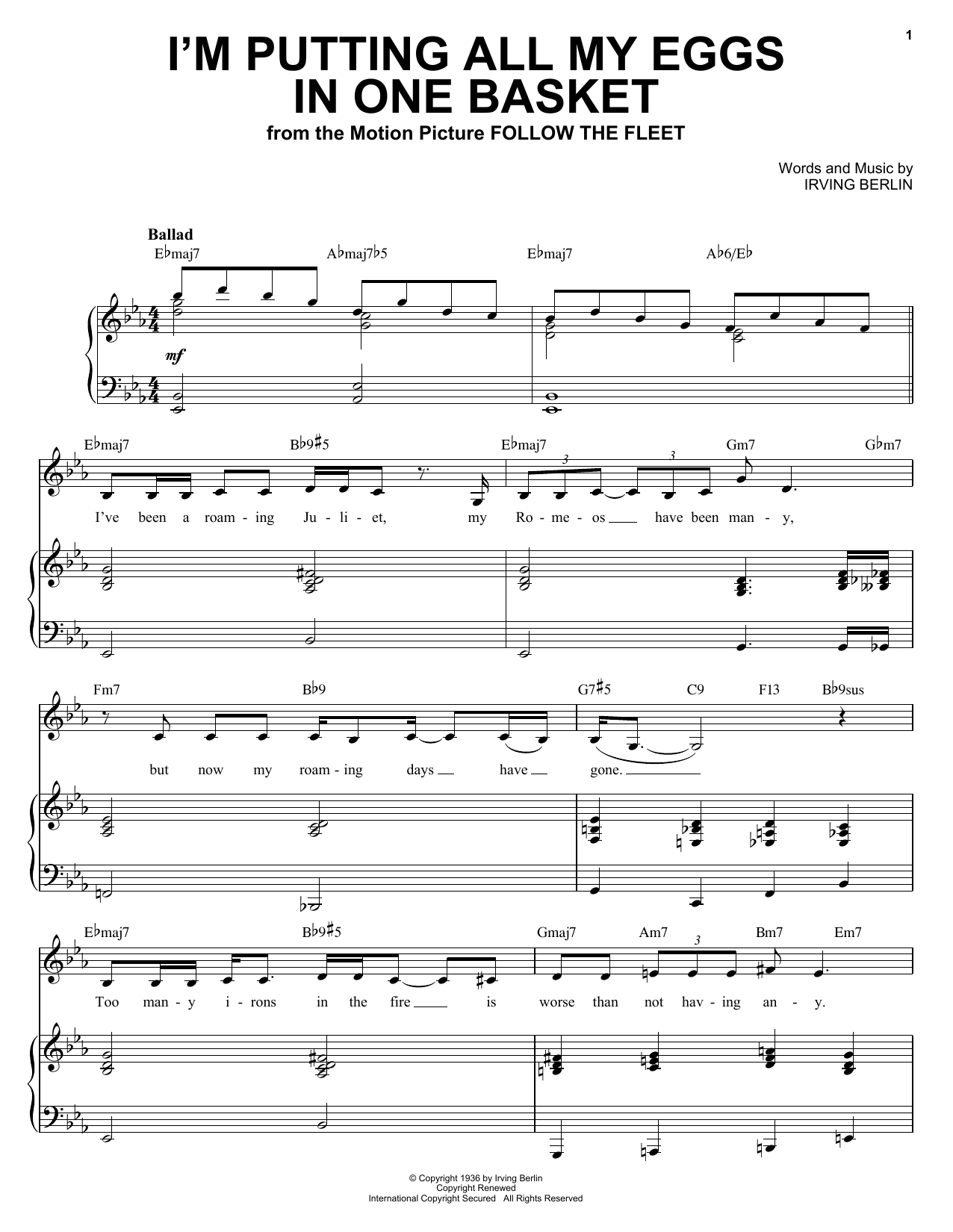 Download Ella Fitzgerald I'm Putting All My Eggs In One Basket Sheet Music