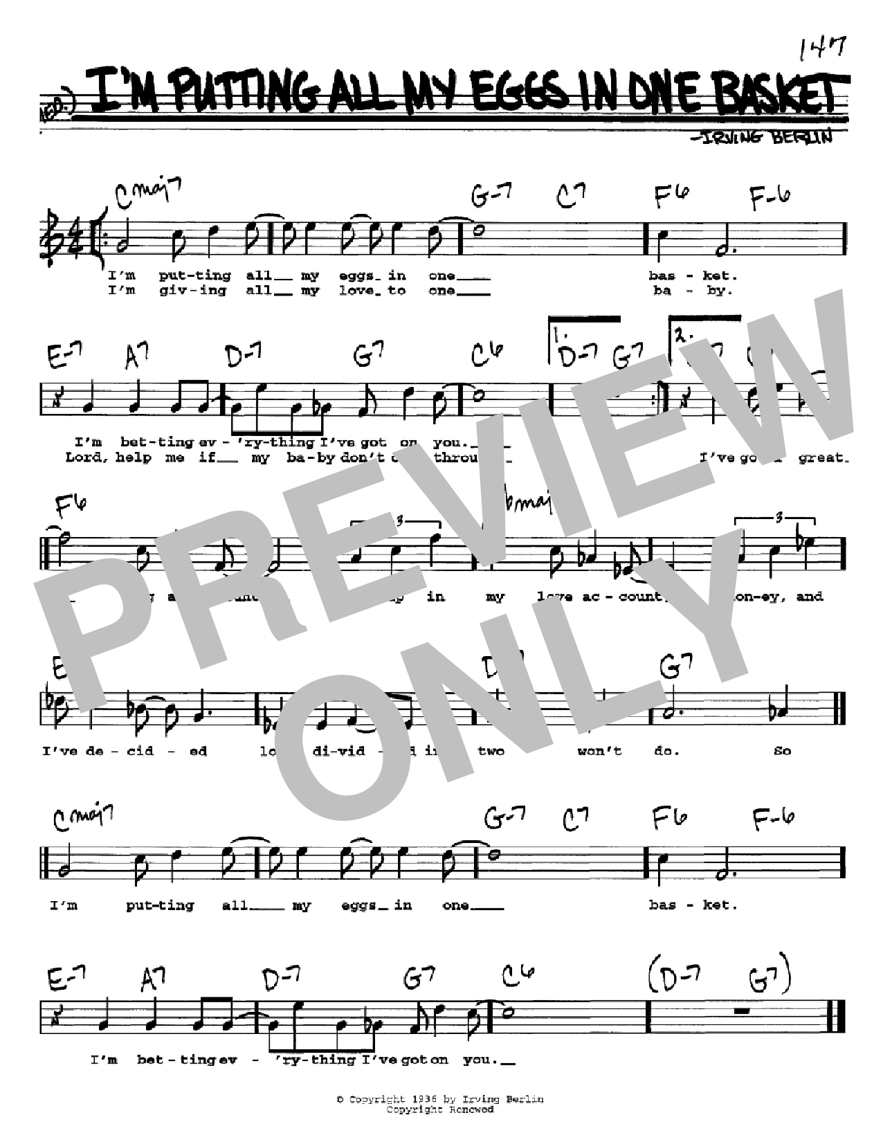 Download Irving Berlin I'm Putting All My Eggs In One Basket Sheet Music