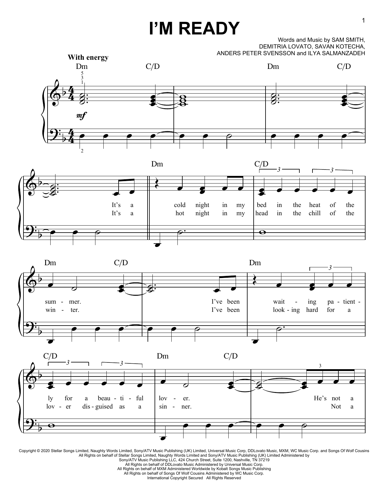 Download Sam Smith and Demi Lovato I'm Ready Sheet Music