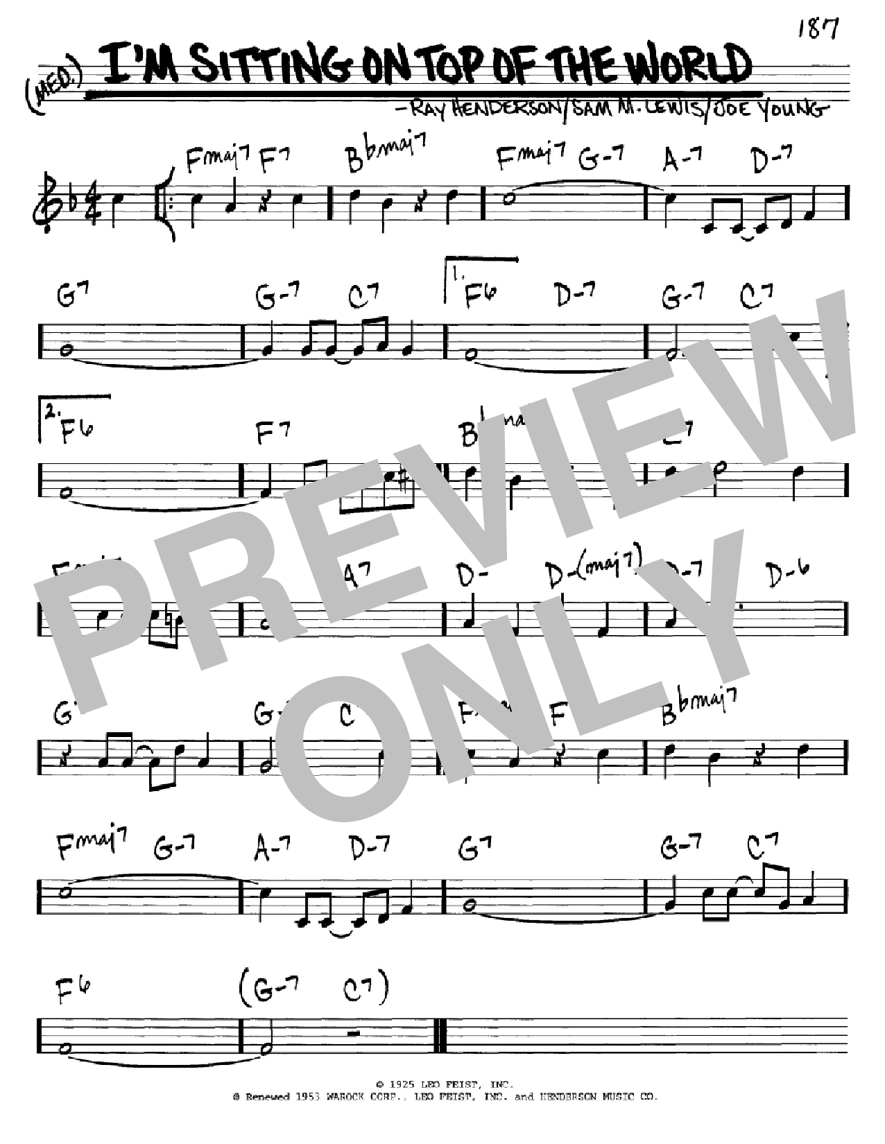 Download Sam M. Lewis I'm Sitting On Top Of The World Sheet Music