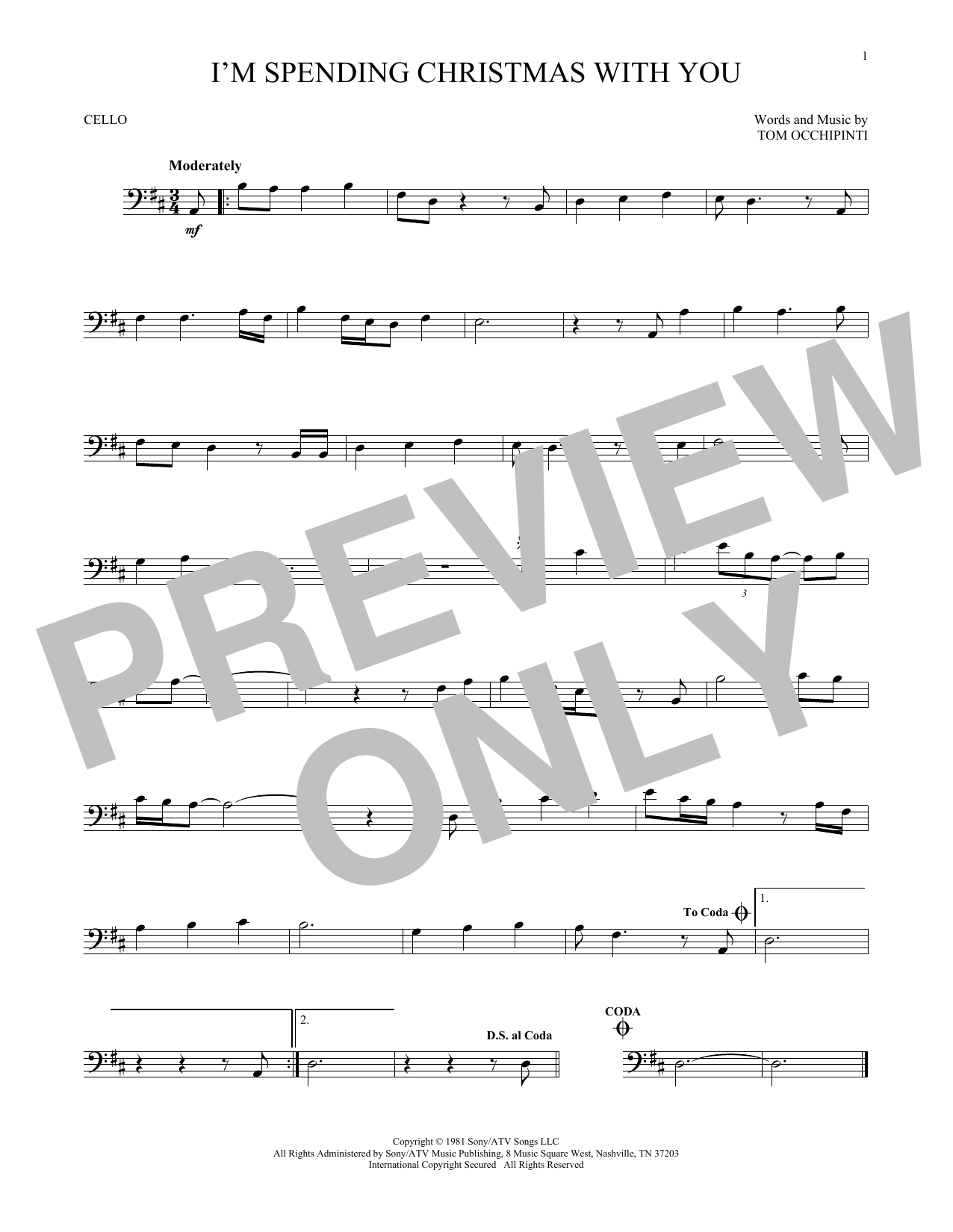 Download Tom Occhipinti I'm Spending Christmas With You Sheet Music