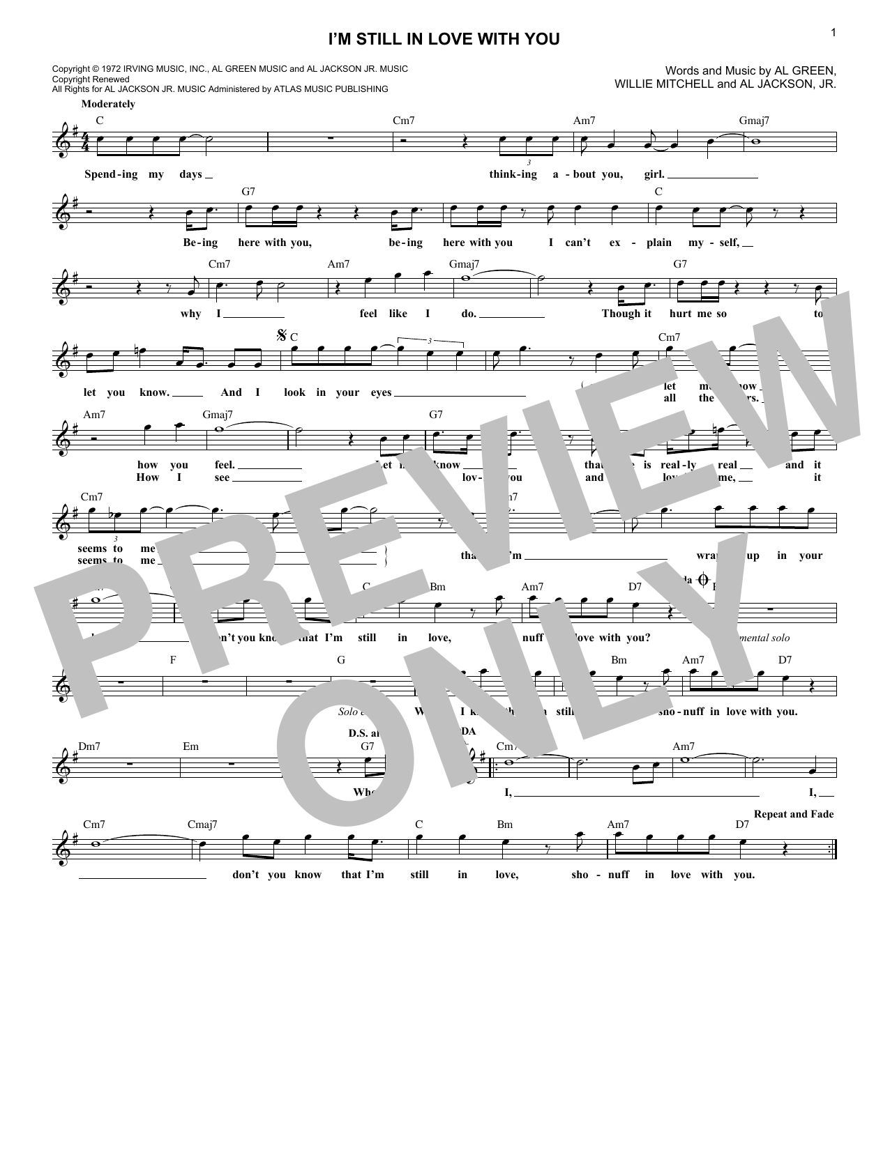 Download Al Green I'm Still In Love With You Sheet Music