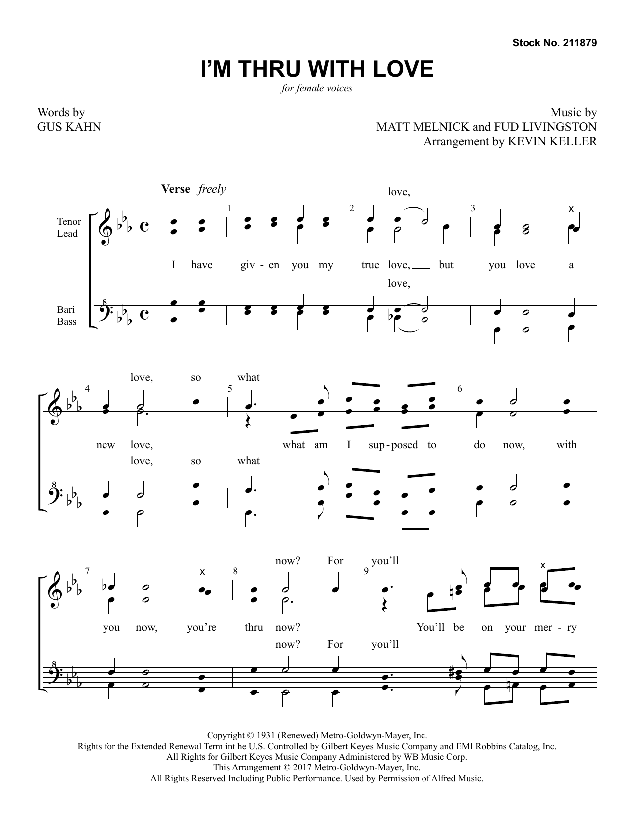 Download Bing Crosby I'm Thru With Love (arr. Kevin Keller) Sheet Music