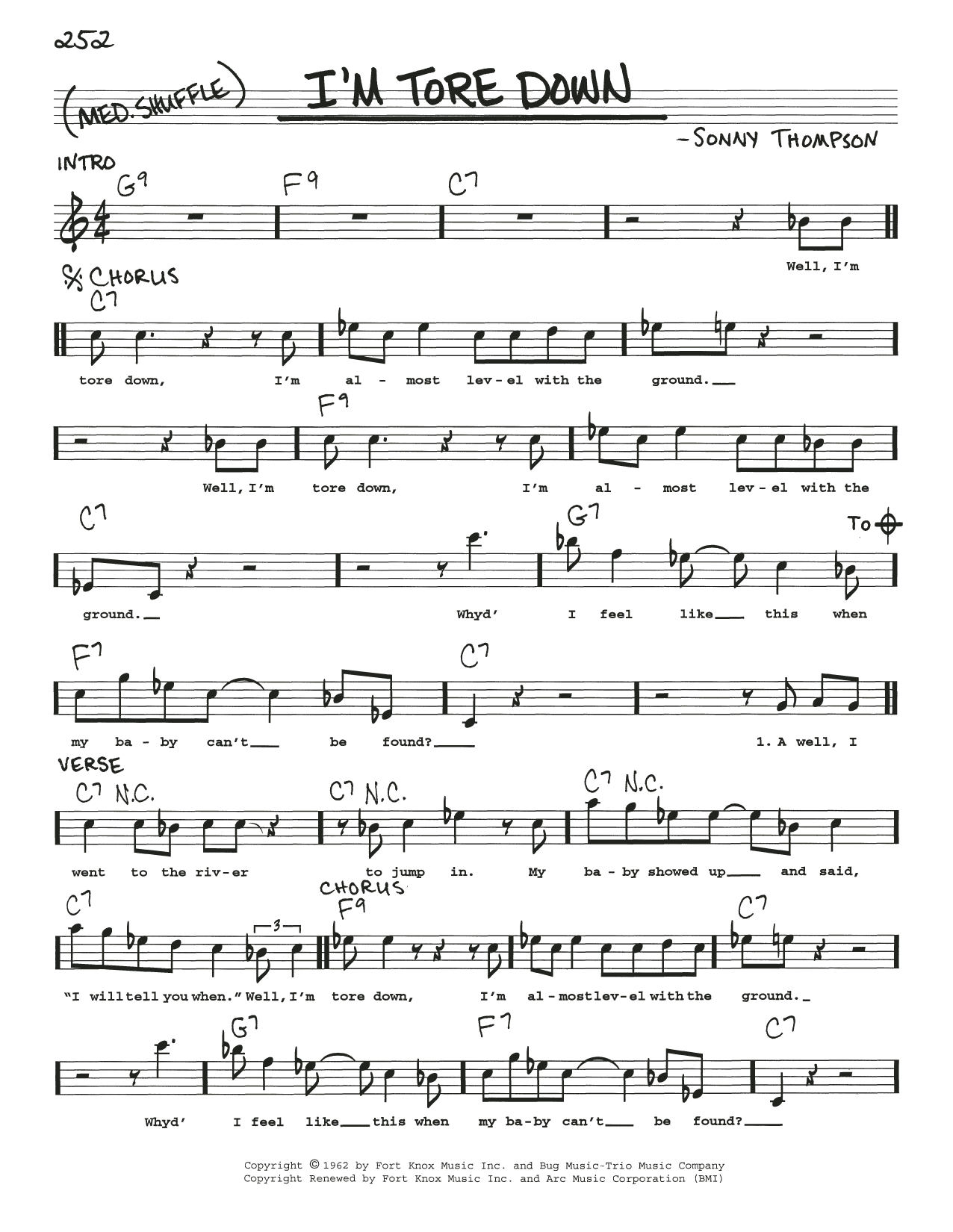 Download Sonny Thompson I'm Tore Down Sheet Music