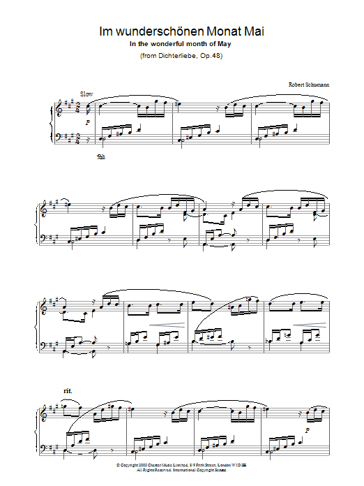 Download Robert Schumann Im wunderschönen Monat Mai Sheet Music