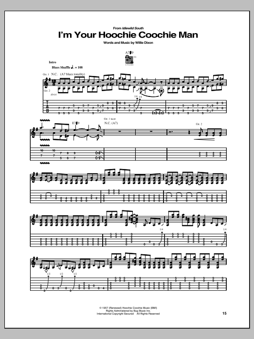Download Allman Brothers Band I'm Your Hoochie Coochie Man Sheet Music