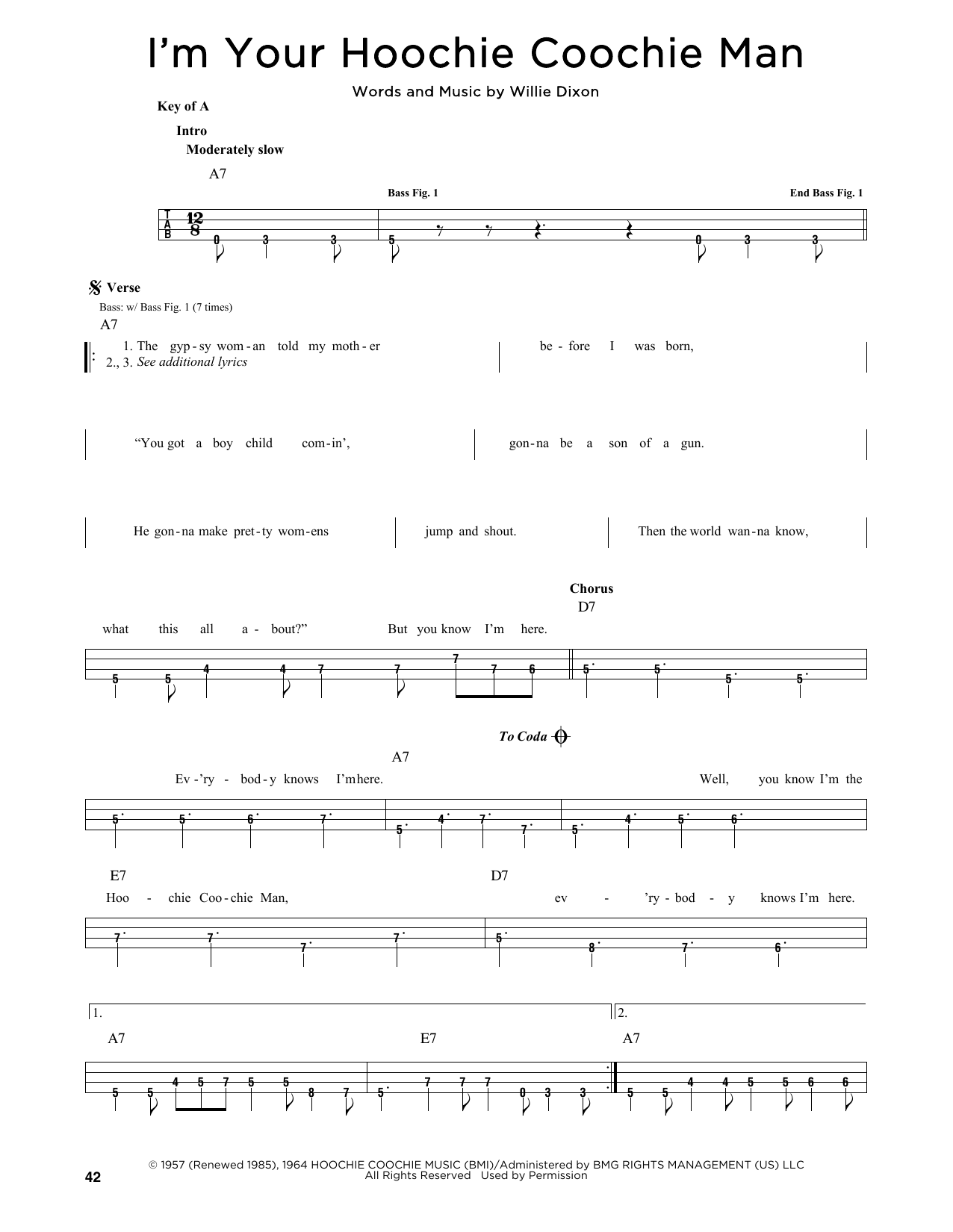 Download Muddy Waters I'm Your Hoochie Coochie Man Sheet Music
