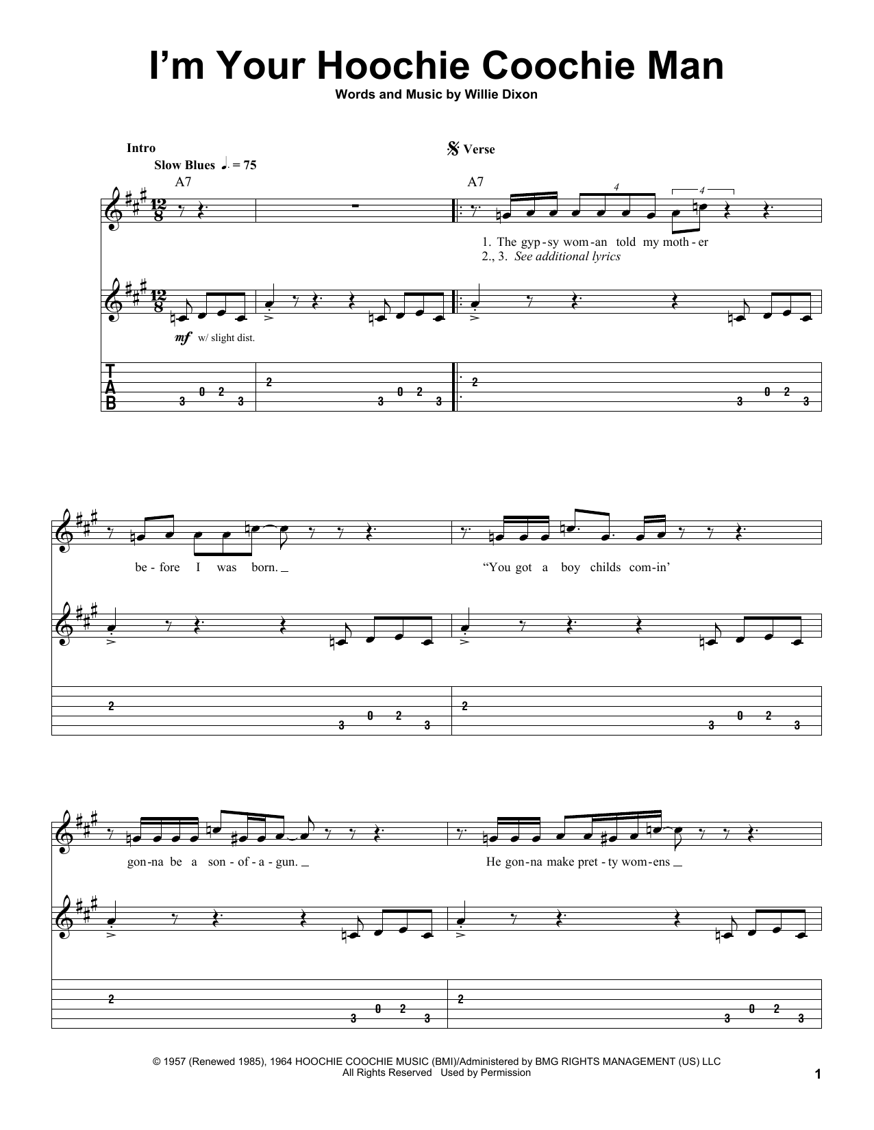 Download Muddy Waters I'm Your Hoochie Coochie Man Sheet Music