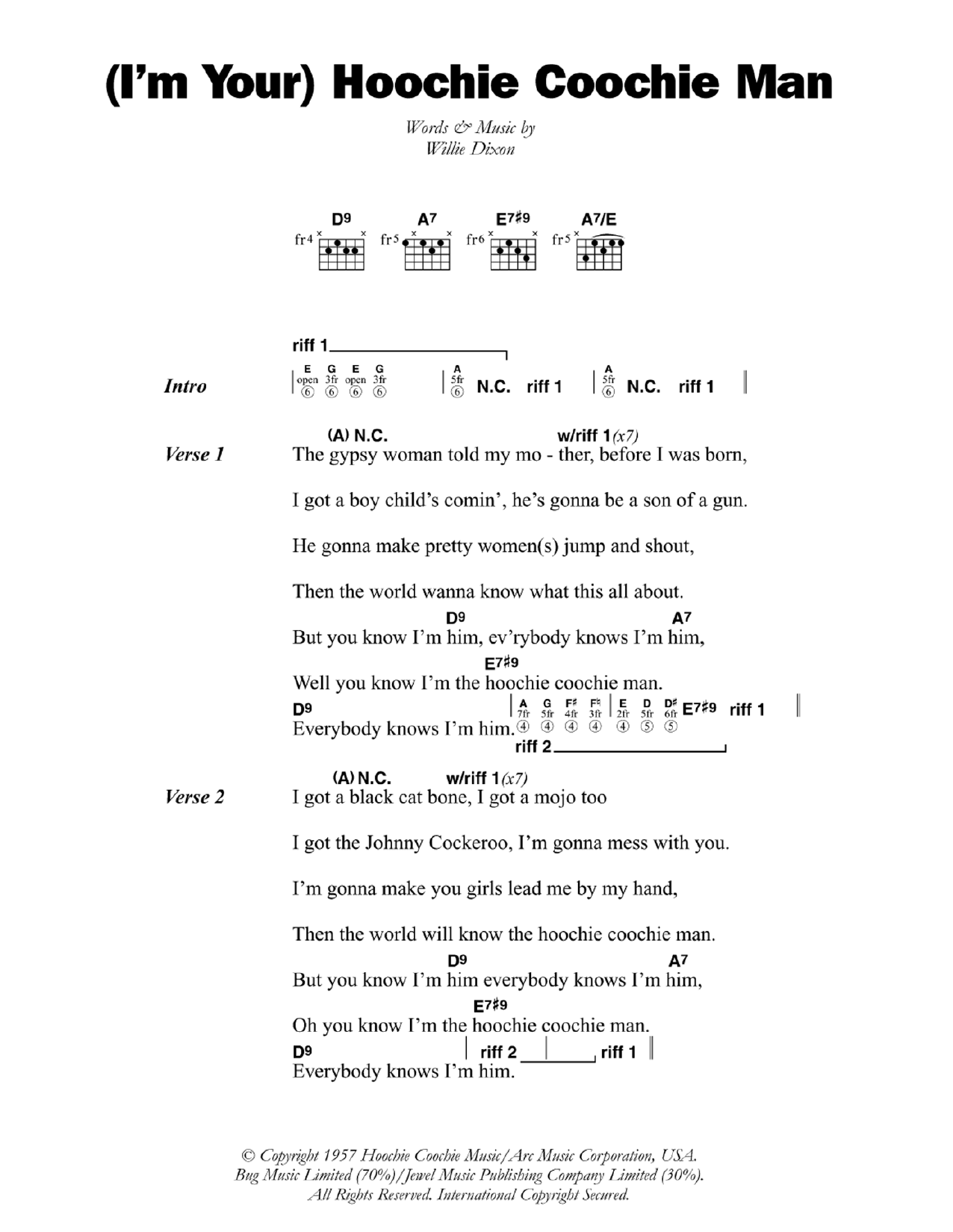 Download Muddy Waters (I'm Your) Hoochie Coochie Man Sheet Music