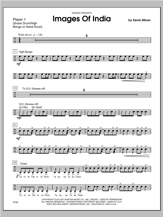 Download Mixon Images Of India - Percussion 1 Sheet Music