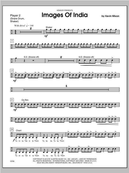 Download Mixon Images Of India - Percussion 2 Sheet Music