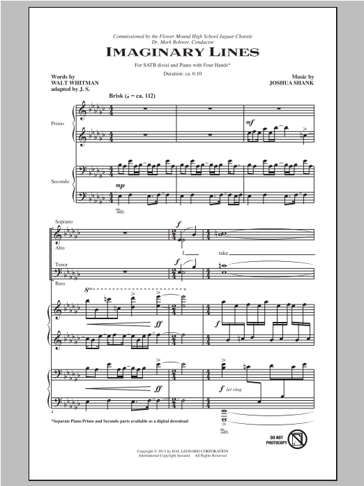 Download Joshua Shank Imaginary Lines Sheet Music