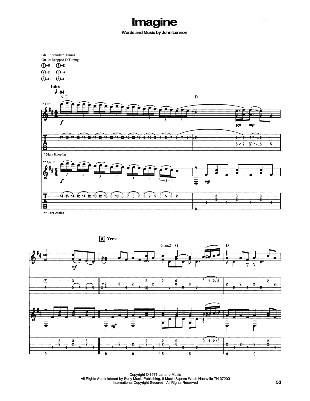 Download Chet Atkins Imagine Sheet Music
