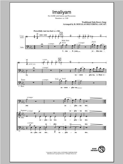 Download Traditional Folksong Imaliyam (arr. R. Douglas Helvering) Sheet Music