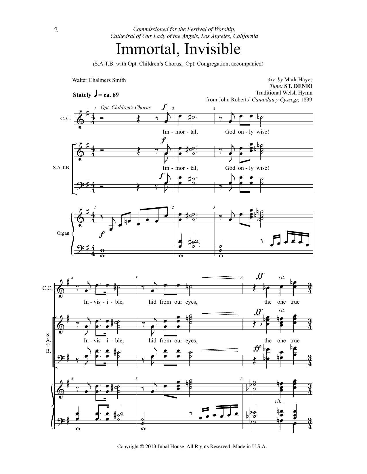 Download Traditional Welsh Hymn Immortal, Invisible, God Only Wise (arr Sheet Music