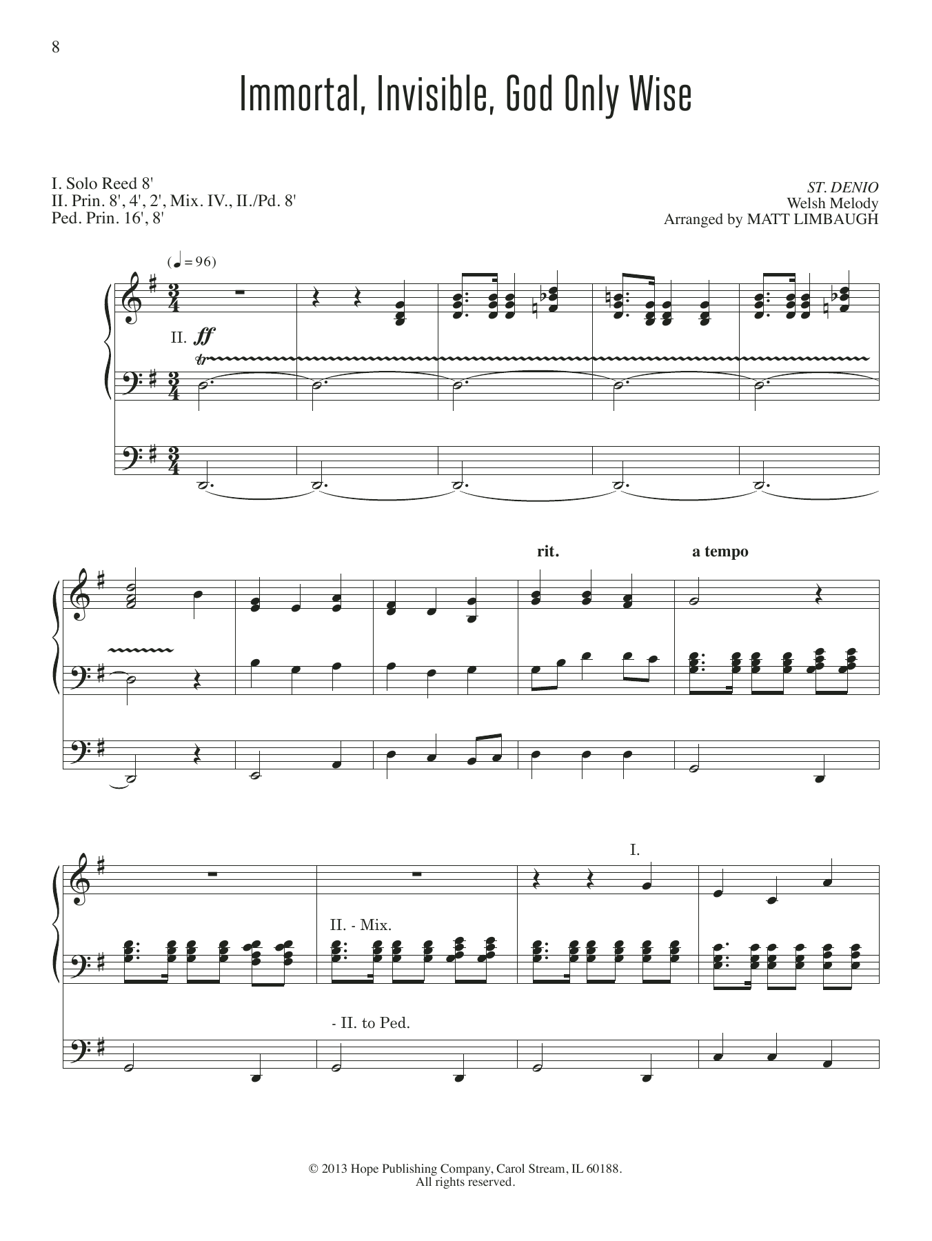Download Matt Limbaugh Immortal, Invisible, God Only Wise Sheet Music