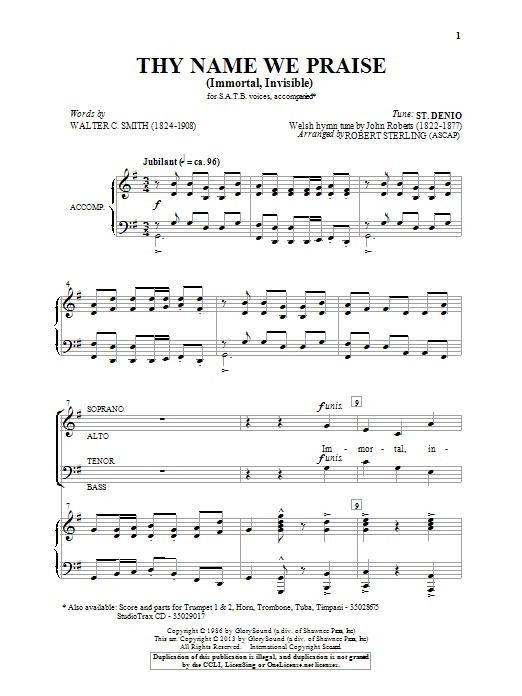 Download Robert Sterling Immortal, Invisible Sheet Music