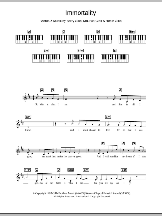 Download Celine Dion Immortality Sheet Music