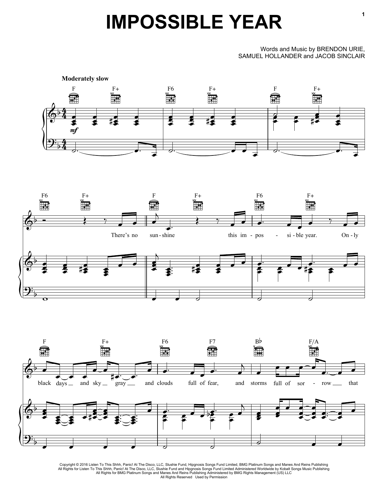 Download Panic! At The Disco Impossible Year Sheet Music