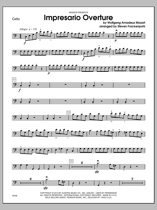 Download Steven Frackenpohl Impresario Overture - Cello Sheet Music